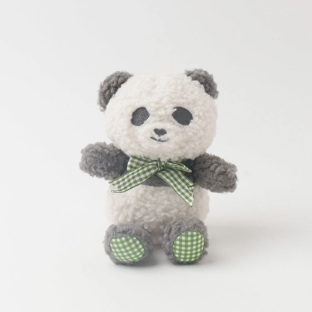 product_image_1763708881.webp パンダさんギンガムチェックリボンぬいぐるみ - Image 1