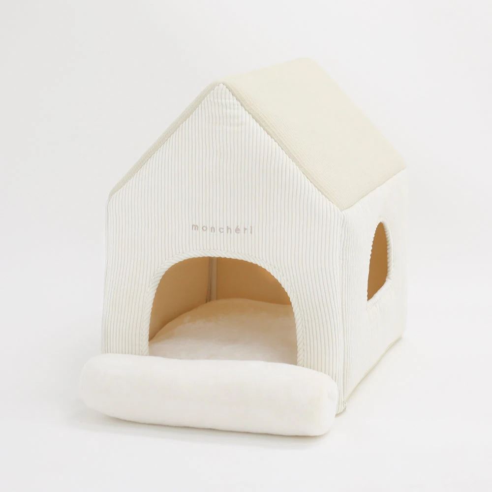 product_image_1763722034.webp ナチュラル小窓付きコーデュロイペットハウス - Image 1
