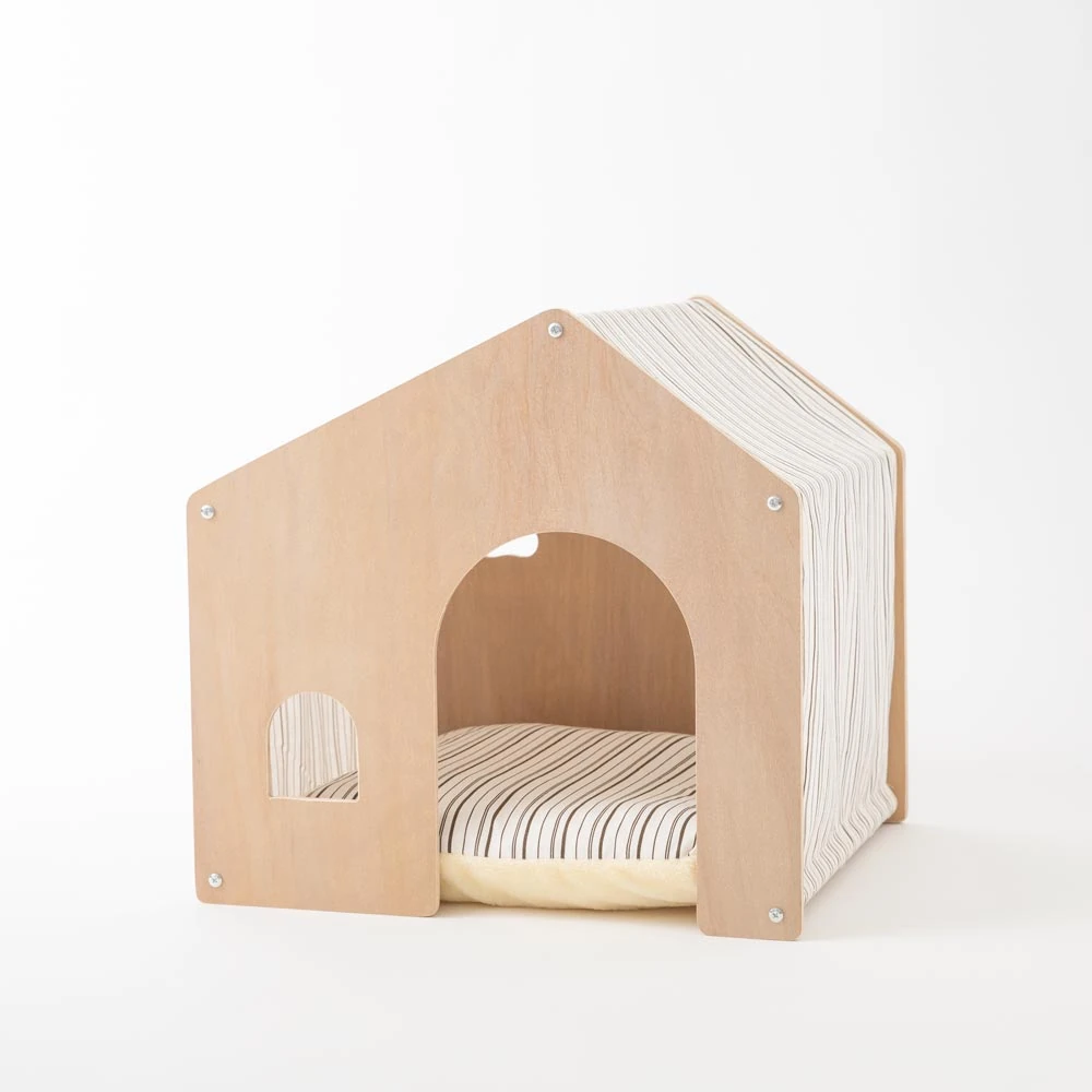 product_image_1763723482.webp 室内用ストライプペットハウス クッション付 - Image 1