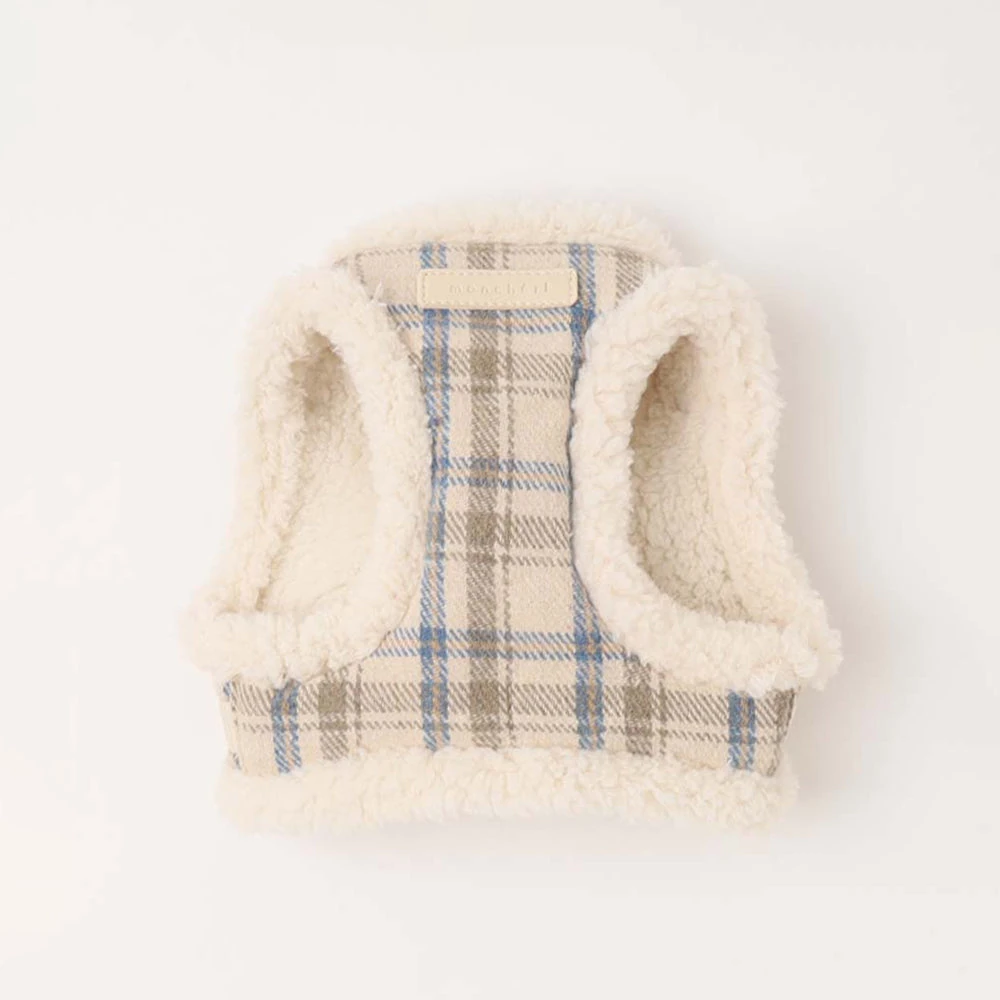 product_image_1763951210.webp チェック柄ボアハーネス+リードSET【名入れ刺繍対応】 - Image 1