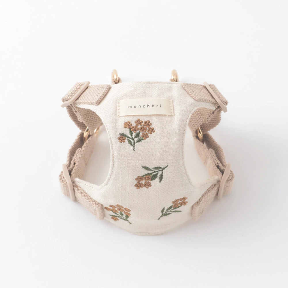 product_image_1763954903.webp 冷感フラワー刺繍ハーネス+リードSET【名入れ刺繍対応】 - Image 1