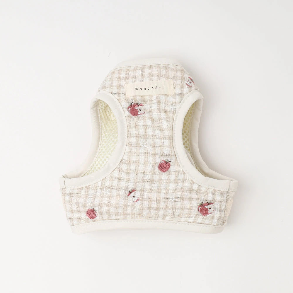 product_image_1763955423.webp リンゴ柄刺繍ハーネス+リードSET【名入れ刺繍対応】 - Image 1