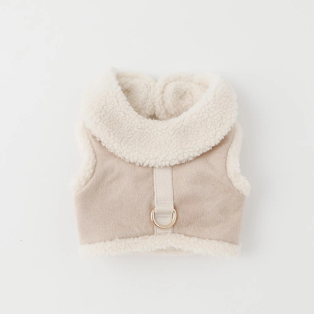 product_image_1763960221.webp ムートン風ハーネス+リードSET【名入れ刺繍対応】 - Image 1