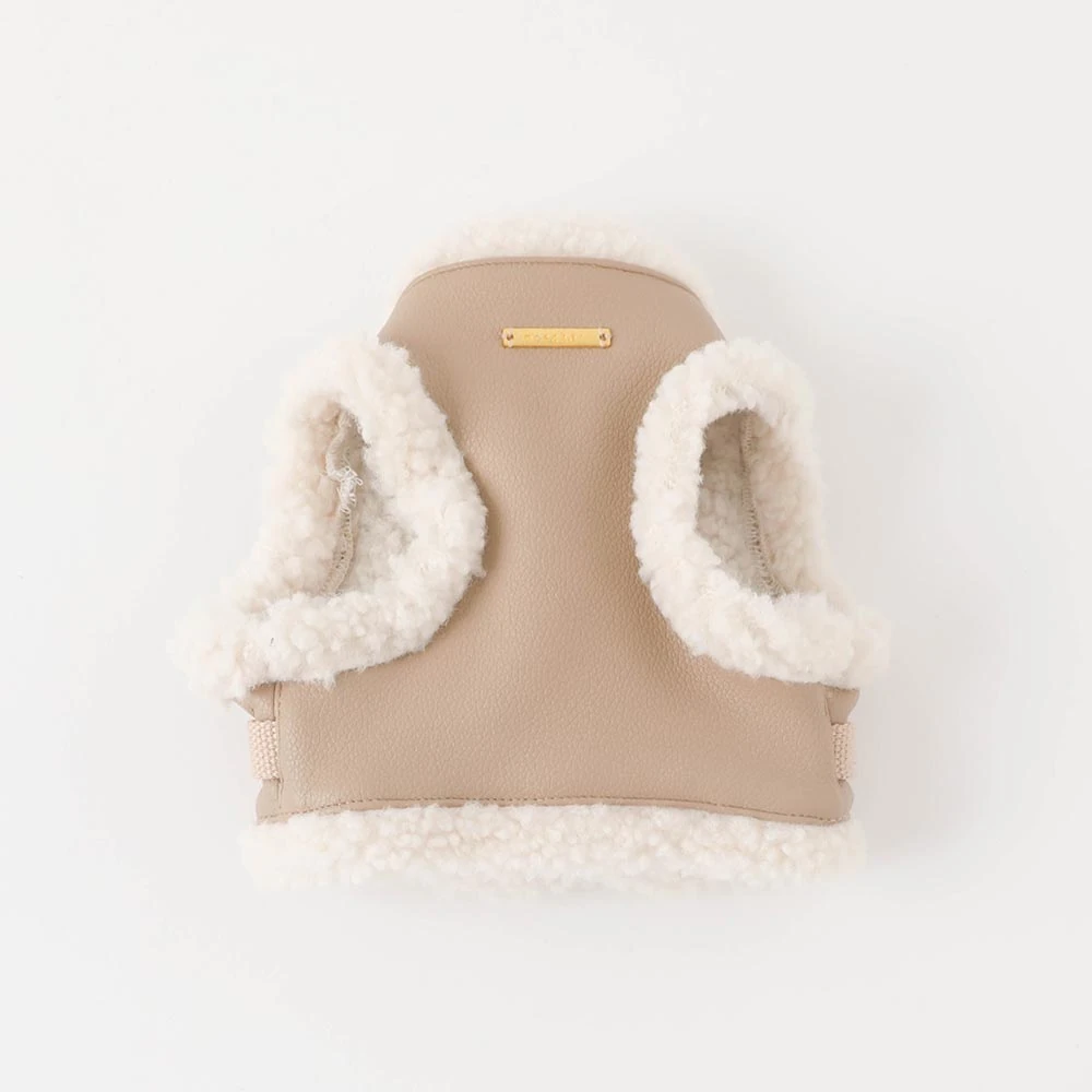 product_image_1763963696.webp エコレザーボアMIXハーネス+リードSET【名入れ刺繍対応】【旧モデル】 - Image 1